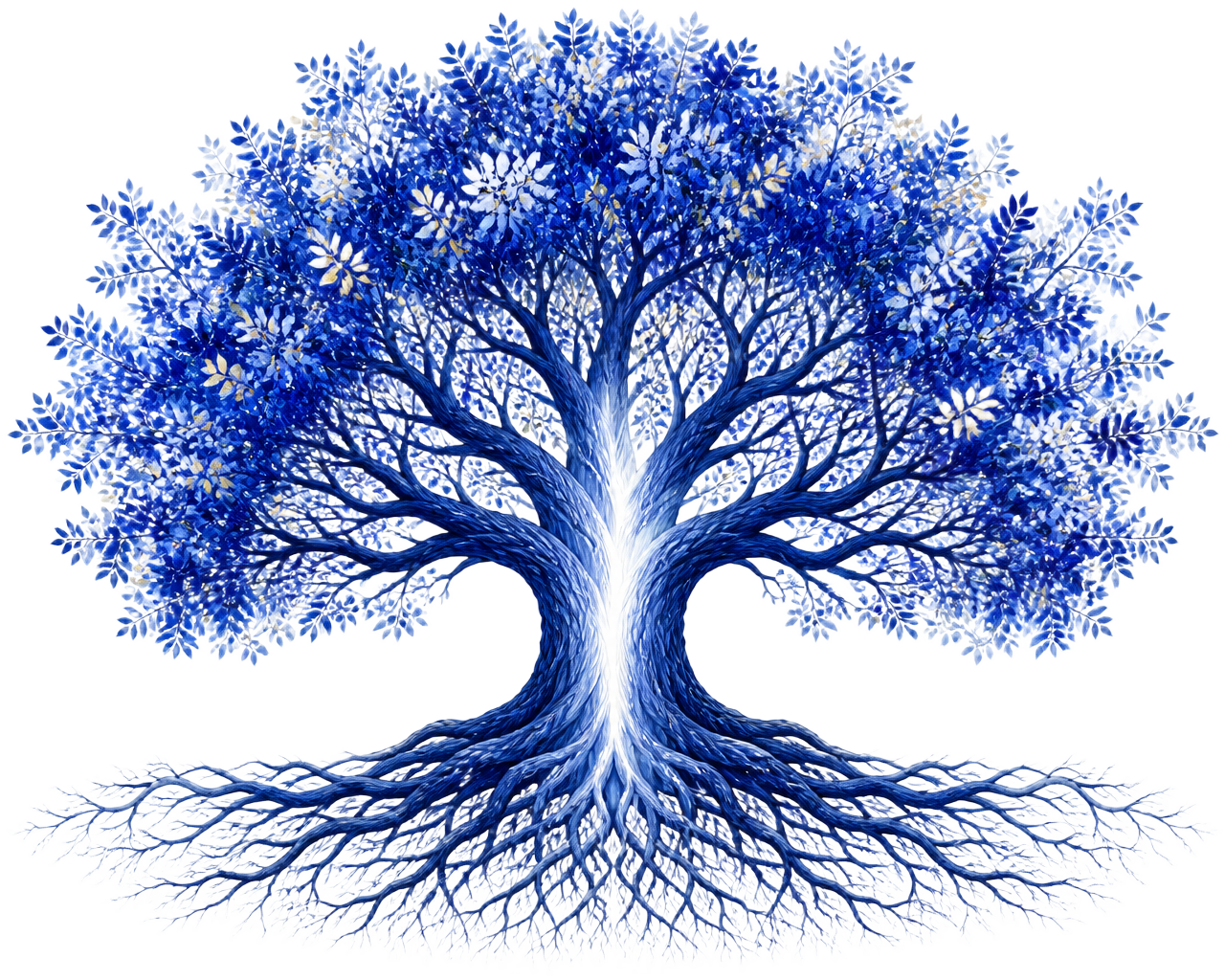 Arbre symbolisant le patrimoine transmis : branches représentant l'immobilier, l'assurance-vie, l'épargne et l'entreprise, racines représentant l'histoire familiale